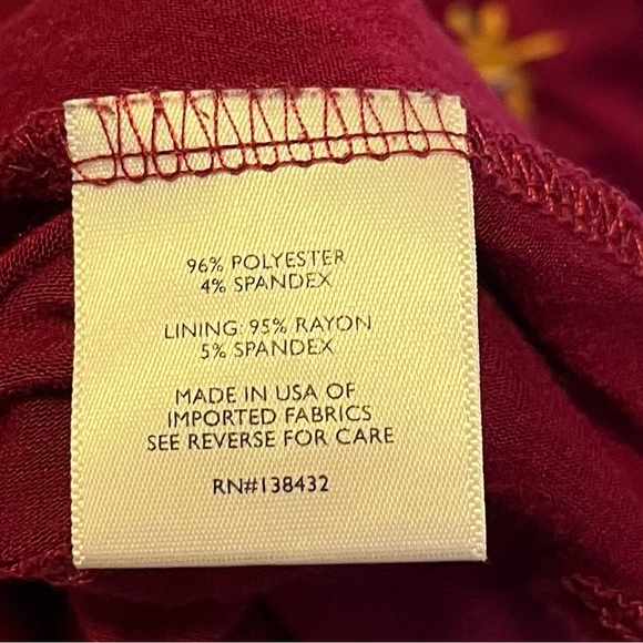 ModCloth Burgundy Floral Fit & Flare Dress M Neck Tie Belted Pockets Romantic - Picture 8 of 8